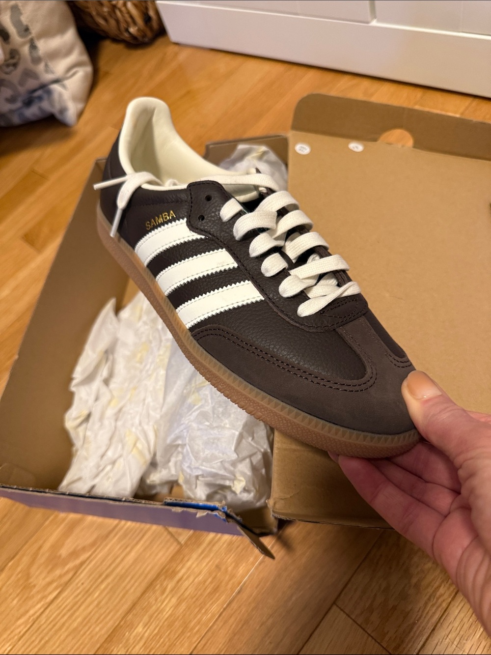 adidas Samba Leather Sneaker - Brown/White